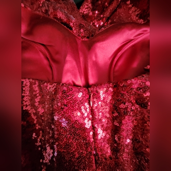 Retro Stage Elegant Red Sequin Gown Jessica Rabbit Style Small - Picture 10 of 13